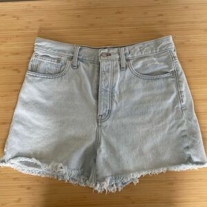 Madewell Highwaisted Light Wash Button Fly Jean Shorts
